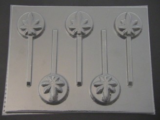 536 Round Pot Leaf Marijuana Chocolate or Hard Candy Lollipop Mold